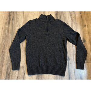 Gilboa Knitwear Mens Medium Black Lambswool Wool Blend Half-Zip Sweater